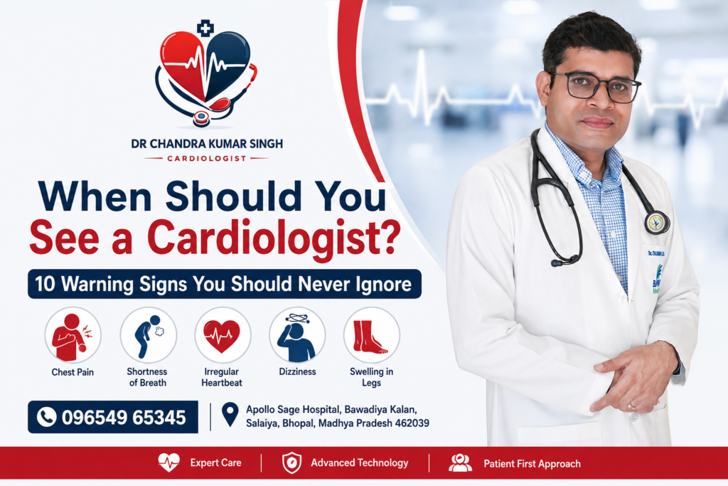 Cardiologist in Bhopal examining patient for heart health check-up